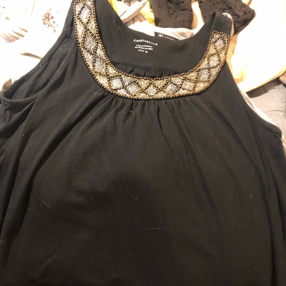 Scoop neck beaded tank top